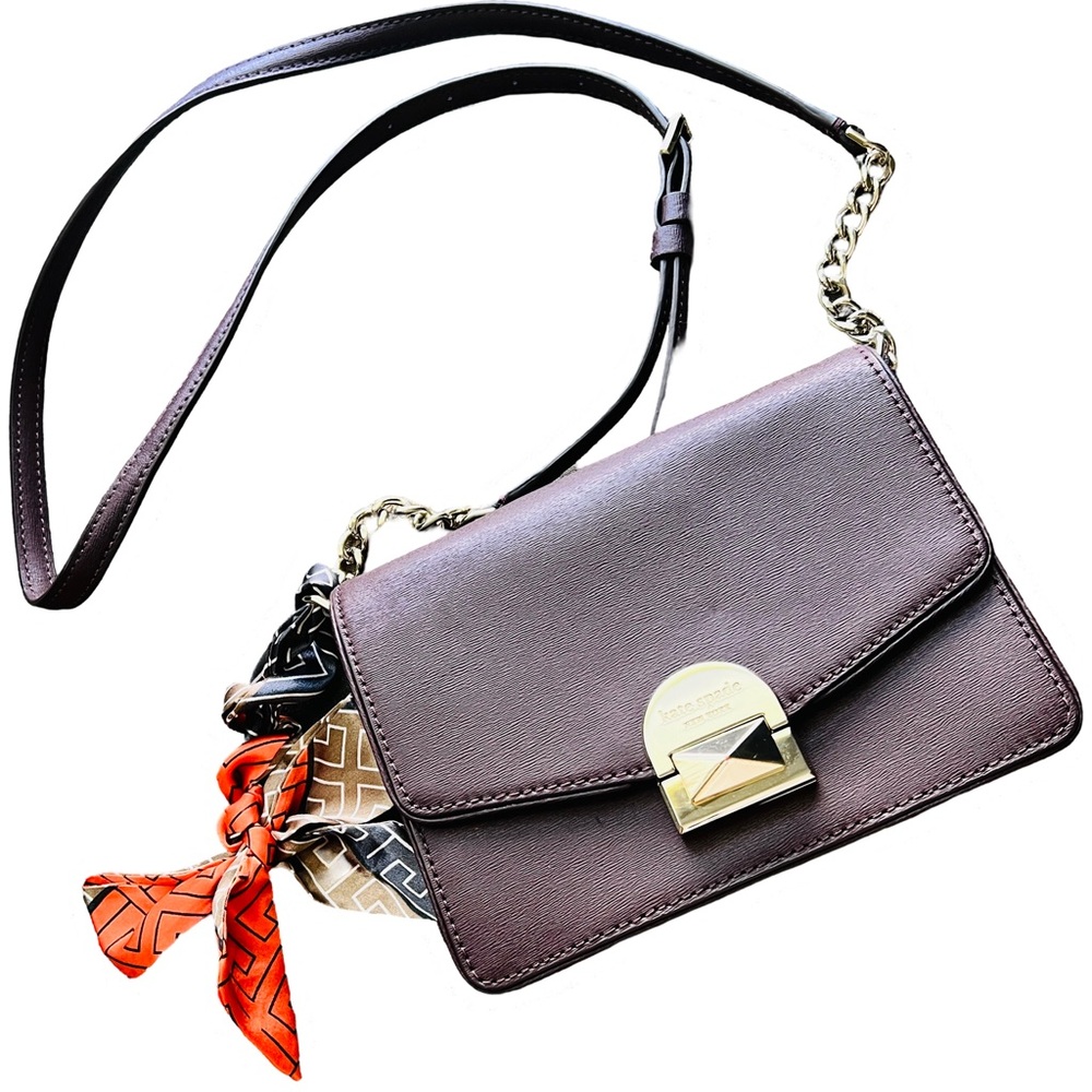 Kate Spade Leather Neve Medium Flap Shoulder Bag, Chocolate Cherry